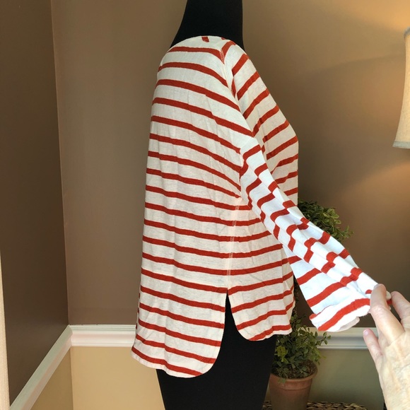 ⭐️ Madewell Striped 3/4 Sleeve Crewneck Shirt SMALL - Picture 4 of 11